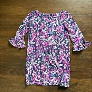 Lilly Pulitzer Floral Kids Dress in Pink and Navy